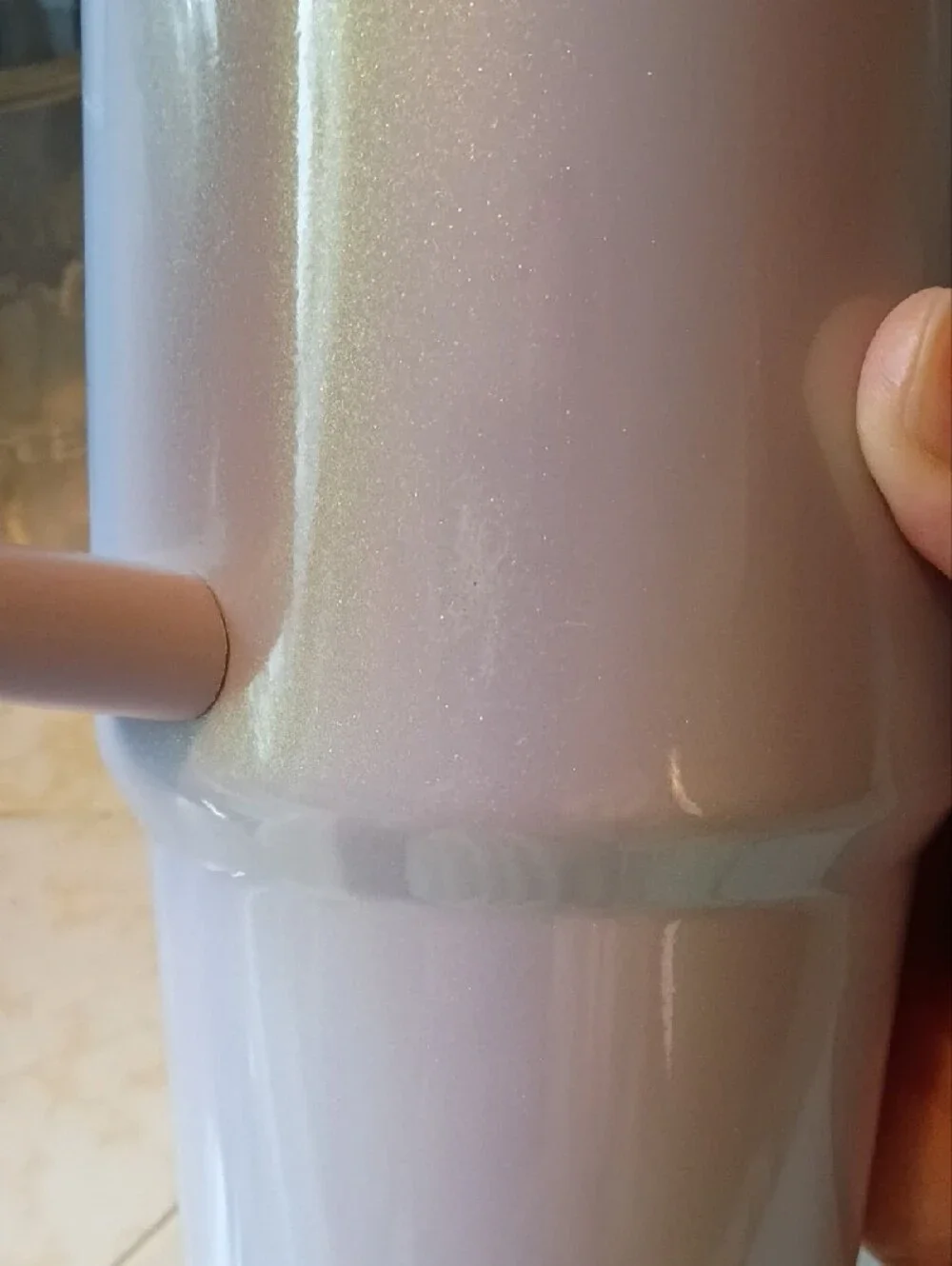 Stanley Light Purple Travel Mug with Handle and Clear Button Lid - Picture 6 of 6